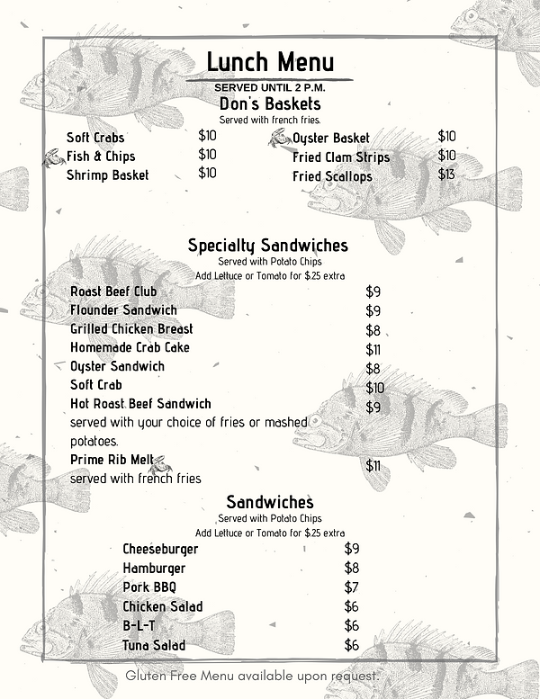 Menu Don's Seafood CI